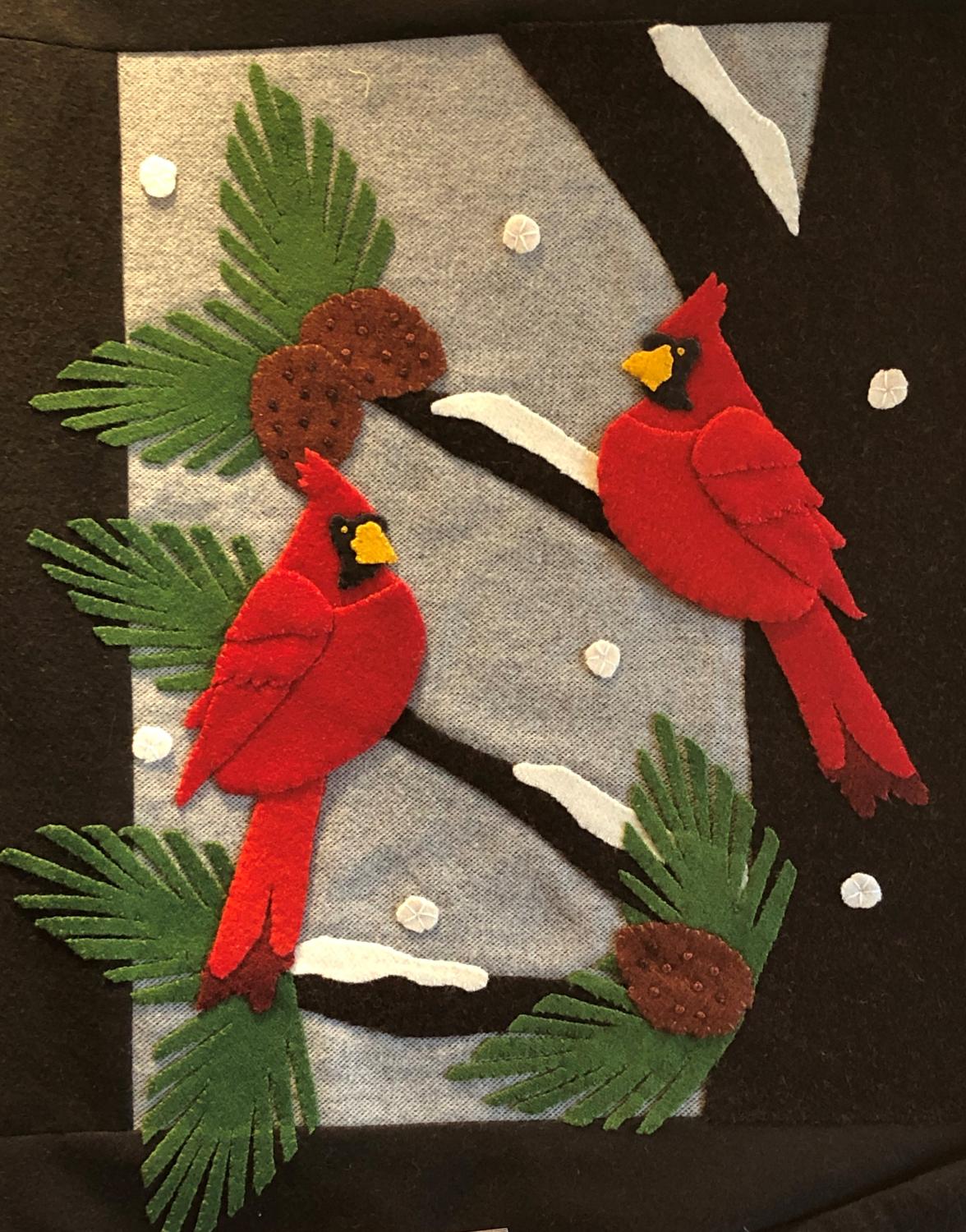 Cardinals Chattering Wool Applique Kit - 15.5